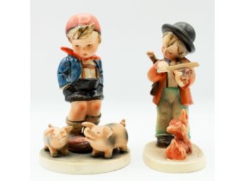 2 Vintage Hummel Figurines 'Farm Boy' 'Puppy Love' (0202)