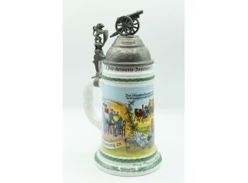 Vintage German Stein With Canon Pewter Lid  (0291)