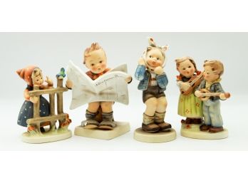 4 Vintage Hummel Figurines 'Signs Of Spring' 'Latest News' 'Toothache'  'Happy Days'  (0212)