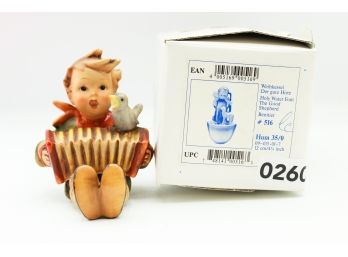 Vintage Hummel Figurine - Vintage Hummel Let's Sing Little Boy W/ Accordion And Bird Goebel W Germany (0260)