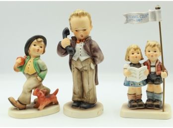 3 Vintage Hummel Figurines 'Strolling Along' 'Hello' And 'Celebrate With Song'  (0227)