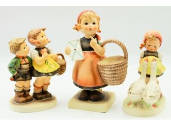 3 Vintage Hummel Figurines - “Meditation” 'To Market' 'Goose Girl' (0192)
