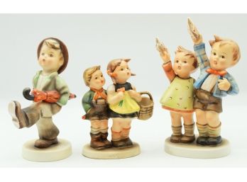 3 Vintage Hummel Figurines 'Happy Traveler' AUF Wiedersehen' 'To Market'  (0213)