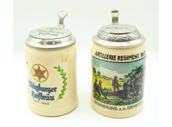 Pair Of German Beer Steins (0333)
