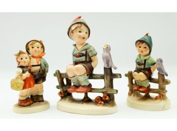 3 Vintage Hummel Figurines 'Surprise' 'boy Sitting On Fence' 'Boy Sitting On Fence' (0240)