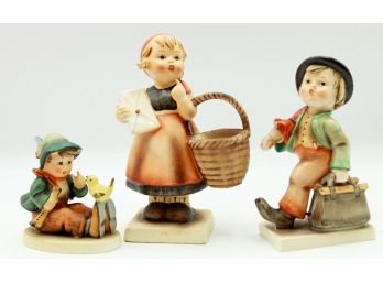 3 Vintage Hummel Figurines - 'Singing Lesson' 'Meditation' 'Merry Wanderer' (0241)