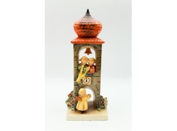 Hummel Figurine Whitsuntide 163  Angel Bell Tower Boy & Girl Horns - TMK - 2 Germany (0182)