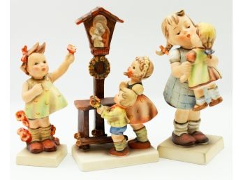 3 Vintage Hummel Figurines 'kiss Me' 'adoration' 'Spring Cheer' (0200)
