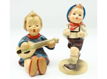 2 Vintage Hummel Figurines  - 'Joyful' 'school Boy'   (0262)