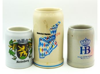 Three Vintage Beer Steins Mugs(0340)