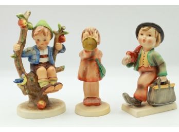3 Vintage Hummel Figurines 'Apple Tree Boy' 'Angel Trumpet Horn' 'Merry Wanderer' (0214)