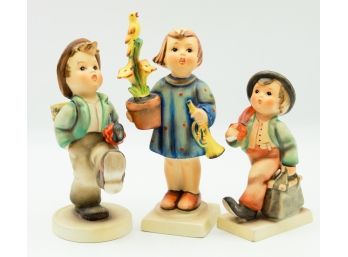 3 Vintage Hummel Figurines 'MERRY WANDERER' 'Congratulations'  'Happy Traveler Boy' (0198)