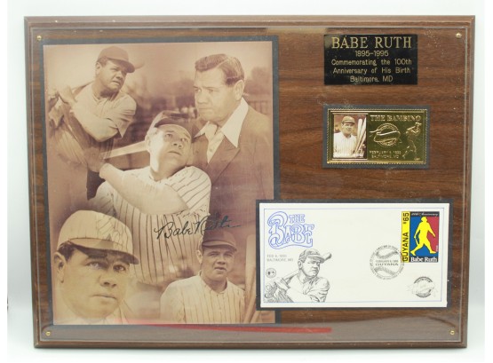 Commemorative Babe Ruth Baseball Limited Edition 100th Anniversary Plaque (0500)