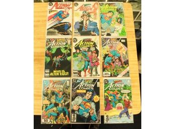 Lot Of 9 DC Superman Action Comic Books (No #)