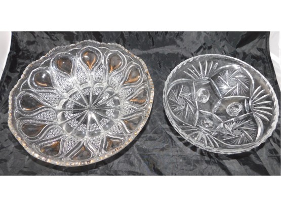 Pair Of Cut Glass Candy Bowls (4188)