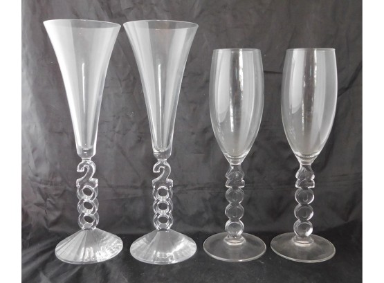 Two Sets Of Y2K '2000' Champaign Glasses