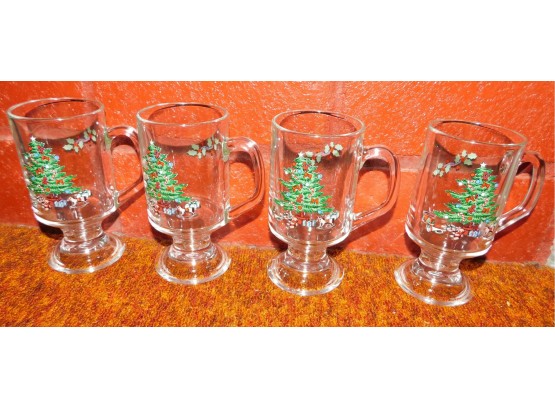 Glass Holiday Mugs, 4 (4352)