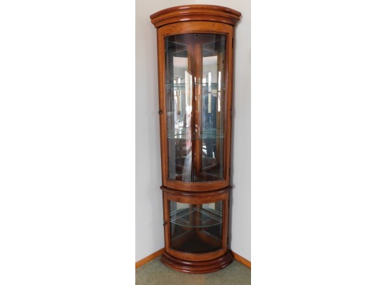 Curved Glass Corner Curio Cabinet, Lighted (4259)