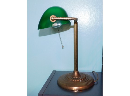 Vintage Bankers Brass Green Shade Desk Lamp  (4242)