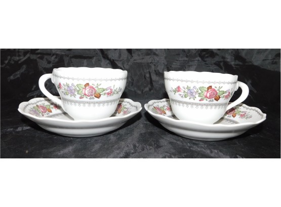 Pair Of Hutschenreuther Floral Tea Cups (4173)