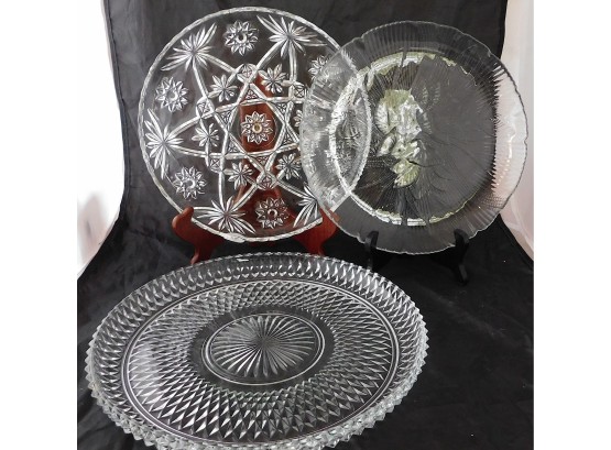 Three Glass Serving Platters (4186)