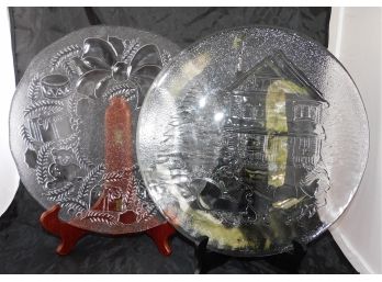 Holiday Themed Glass Serving Platters (4205)