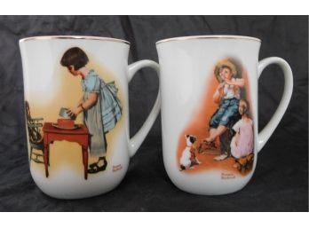 Norman Rockwell Mugs 'Party Time' & 'The Music Maker' 1981 (4177)