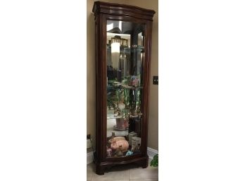 Curved Glass Lighted Curio Cabinet (4496)
