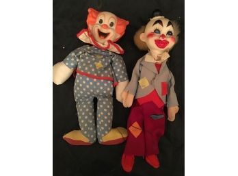Vintage Bozo The Clown Doll By Knickerbocker & Vintage Clown Doll 10' (4626)