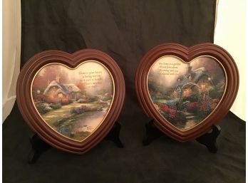 Pair Of Thomas Kinkade Heart Frames Home Sweet Home ~ The Blossoms Of Home - 1502