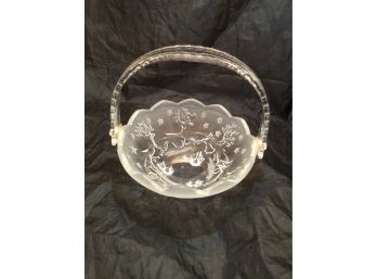 Glass Santa And Reindeer Serving Dish With A Handle - 1540