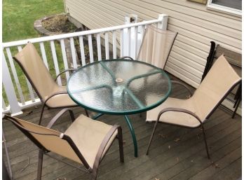 Circular Glass Top Deck Table With 4 Chairs - 1643