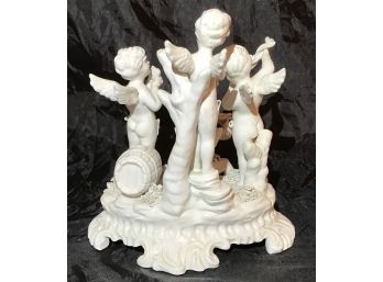 Rare Bassano Italy Antique Angel And Cherubs Fine Porcelain Figurine - 1454