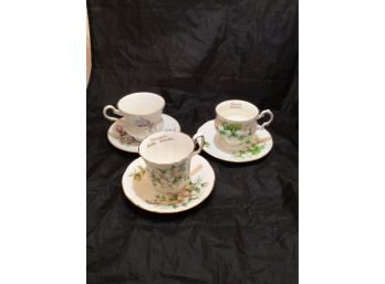 Vintage Set Of 3 Tea Cups And Saucers - 1528