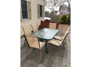 Glass Top Deck Table And 6 Chairs - 1641