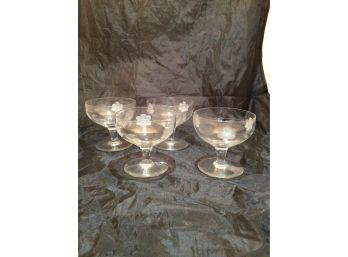 Set Of 4 Frosted Flower Wine Glasses - 1521