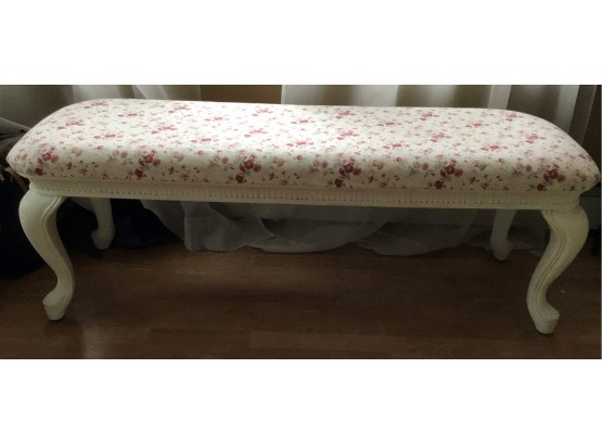 Stylish White Bench With Red Floral Design