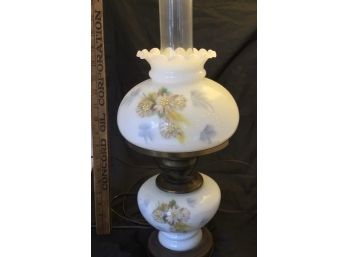 Vintage Brass And Milk Glass Electric Lamp (0981)