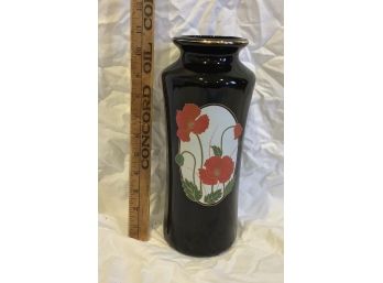 Decorative Black Vase With Poppy Flowers (0929)