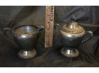 Two Rogers & Bro. Silver-plate Creamer & Sugar Bowl With Lid (0976)