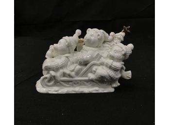 Madison Avenue 'Three Bears In A Sleigh Porcelain Musical Figurine With Gold Accents (R157)