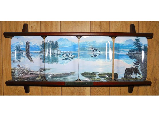 Limited Edition Bradex 'Dawn's Call' Plate Set 4 Plates & Wall Mount From The Wild Wings Collection (W4964)