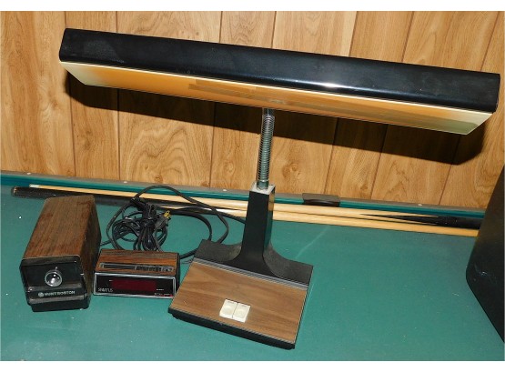 Gooseneck Desk Lamp, Digital Alarm Clock, & Electric Pencil Sharpener (W4954)
