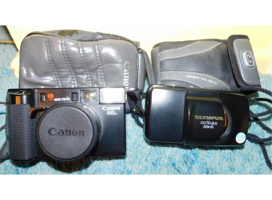 Cannon ML Camera With Case & Olympus Stylus Zoom 105 Camera With Case (w3167)