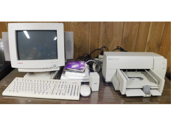 Compaq Presario 1400 Computer With Monitor & Speakers & HP Printer DeskJet 600C (W4947)
