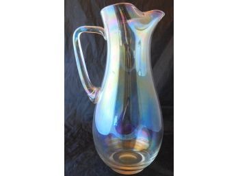 Iris Luster By Toscany Iridescent Crystal Pitcher Made In Romania (w3225)