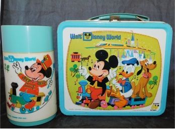 Vintage 1970's Walt Disney World 'Happy 50 Years' Lunchbox With Thermos (w3211)
