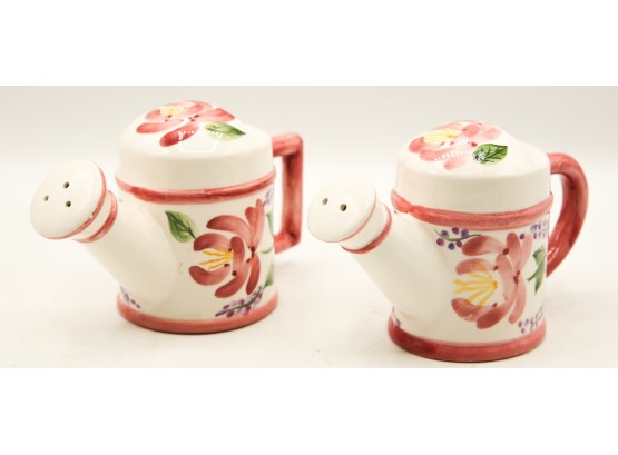 Hand Painted Ceramic Watering Can Salt & Pepper Shakers (2904)