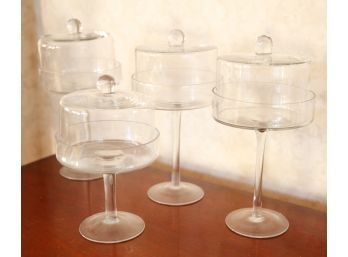 4 Glass Cake Stands With Cover (2813)