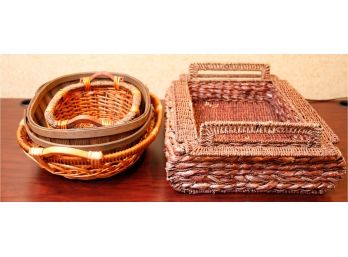 Lot Of Assorted Wicker Baskets And Trays  (2854)